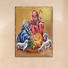 Holy Family Wooden Gold Plated Religious Christian Sacred Icon - Inspirational Icon Decor - 85050-0