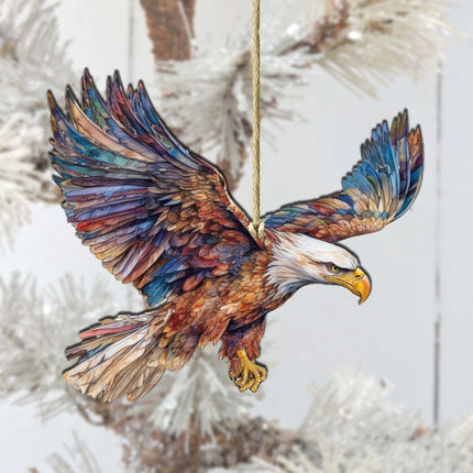 Flying Bald Eagle Wooden Ornaments by G.Debrekht - Wildlife Holiday Decor - 8710101-3-2