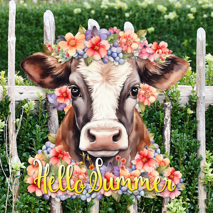 Front door welcome sign Hello Summer Front porch Summer wreath Main entrance banner Flowers Welcome sign - Wooden front porch decor - 933111H-1