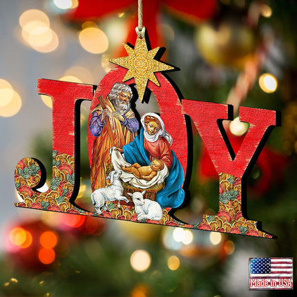 Regal Joy Nativity Wooden Ornaments by G. DeBrekht - Nativity Holiday Decor - 8121456-2