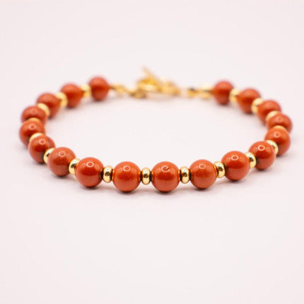 CIRCE | Bracelet in red jasper and 18 and 24 carat gold plated-1