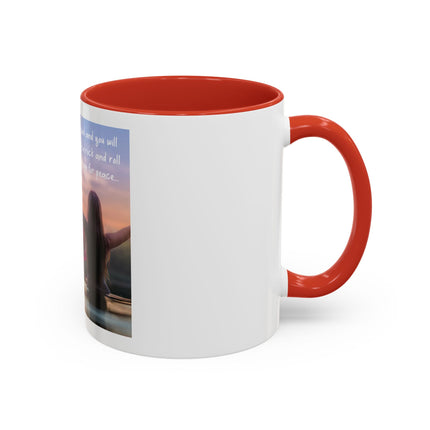 Inspirational Lotus Sunrise Coffee Mug — "knock on the door to my soul"
