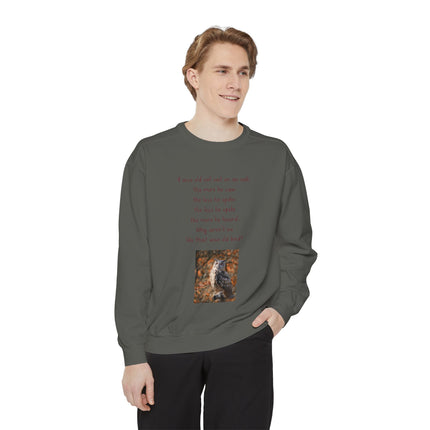 Poetic Owl Sweatshirt — Illustrated Owl Art with Poem Crewneck
