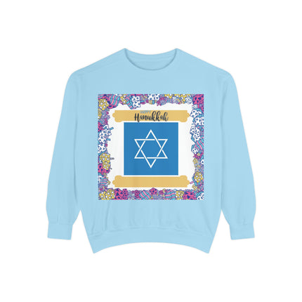Happy Hanukkah Sweatshirt – Unisex Garment-Dyed Cozy Layer