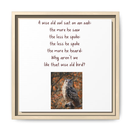 Framed Matte Canvas - 'A Wise Old Owl' Decorative Wall Art (Owl Poem)
