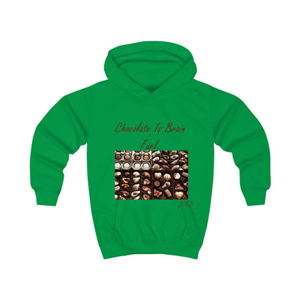 Kids Hoodie — "Chocolate Is Brain Fuel" Candy Box Graphic Hoodie for Children
