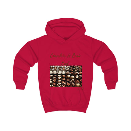 Kids Hoodie — "Chocolate Is Brain Fuel" Candy Box Graphic Hoodie for Children