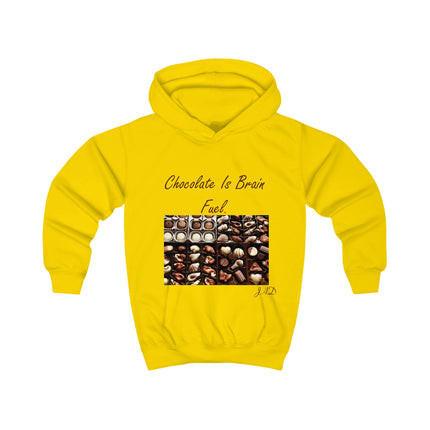 Kids Hoodie — "Chocolate Is Brain Fuel" Candy Box Graphic Hoodie for Children