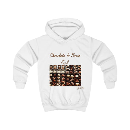 Kids Hoodie — "Chocolate Is Brain Fuel" Candy Box Graphic Hoodie for Children