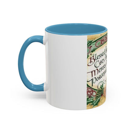 Blessed Holiday Accent Mug – 11oz Ceramic Gift with Heart & Crown Design