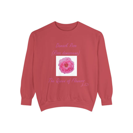 Unisex Floral Sweatshirt - Damask Rose Design - The Queen of Flowers