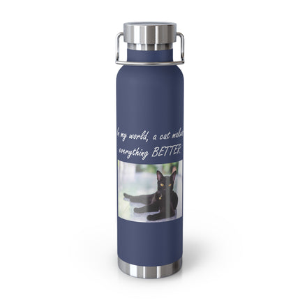 Cat Lover's 22oz Copper Vacuum Insulated Bottle - Inspirational Pet Design