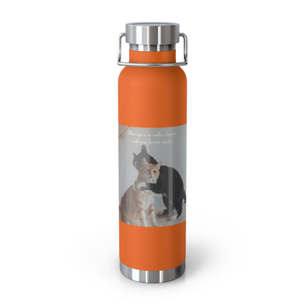 22oz Copper Vacuum Bottle — “An Endless Sleepover with Your Favorite Weirdo” Cat Hug Design