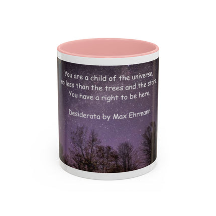 Inspirational Starry Night Coffee Mug — "You are a child of the universe" Quote