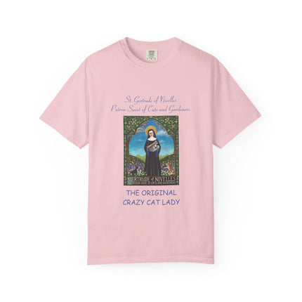 Unisex Crazy Cat Lady T-Shirt - Saint Gertrude of Nivelles Design