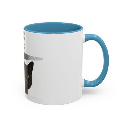 Black Cat Accent Mug – “In the Here In the Now” 11oz Ceramic Cup