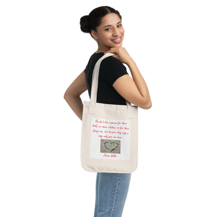 Organic Canvas Tote Bag - Inspirational Quote by Oscar Wilde