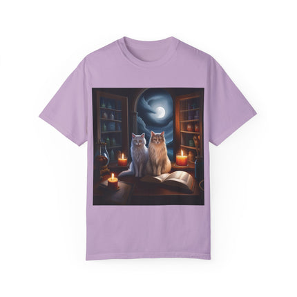 Magical Cats T-Shirt – Cozy Night Reading – Unisex Garment-Dyed