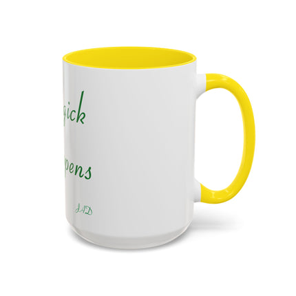 Magick Happens Coffee Mug — Witchy Green Script Accent Mug (11/15oz)