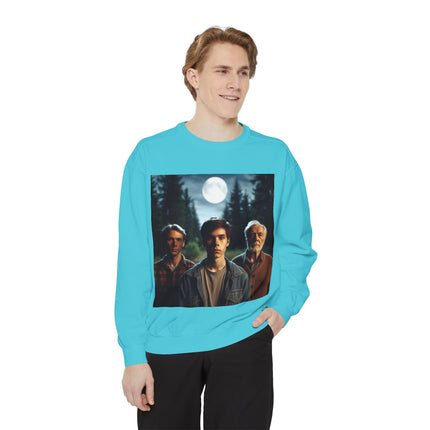 Unisex Garment-Dyed Sweatshirt - Vintage Forest Vibes Graphic