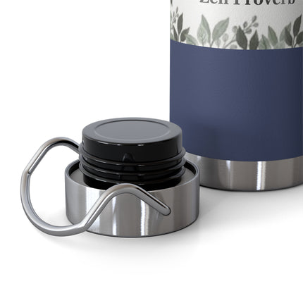 Zen Proverb 22oz Vacuum Water Bottle — Insulated Copper-Style Bottle with Leaf Border