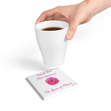 Elegant Damask Rose Ceramic Coaster - The Queen of Flowers Home Decor