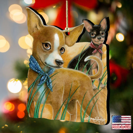 The Couple Dogs Wooden Ornaments by Laura Seeley - Pets Dog and Cats Decor - 8511021-LS-1