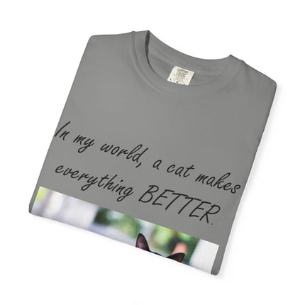 In My World Cat T-Shirt – Unisex Garment-Dyed Tee for Cat Lovers