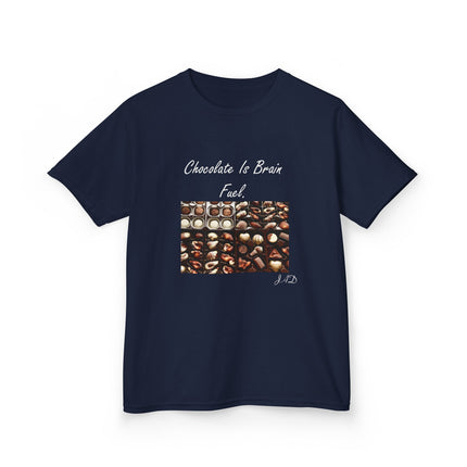 Kids Heavy Cotton™ Tee - "Chocolate Is Brain Fuel" - Fun Gifts for Young Chocolate Lovers