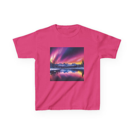 Kids Tee — Colorful Northern Lights Mountain Print