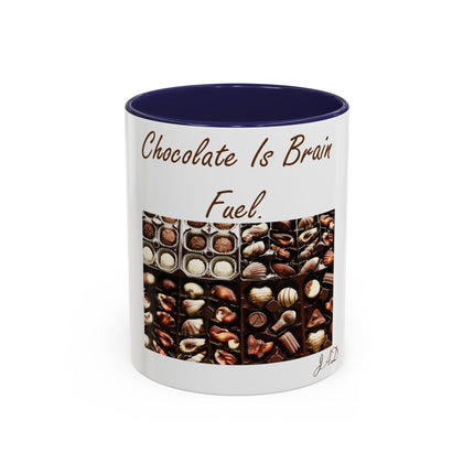 Chocolate Is Brain Fuel Accent Mug – 11oz – Sweet & Smart Gift