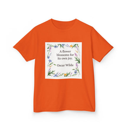 Kids T‑Shirt — "A flower blossoms for its own joy" Oscar Wilde Floral Quote