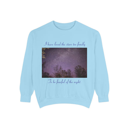Inspirational Night Sky Sweatshirt - 'I Have Loved the Stars Too Fondly'