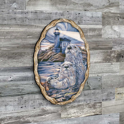 Starlight Otter Lighthouse Wall Hanger by J. Bergsma - Coastal Sea-Life Decor - 8591572W-JB-4
