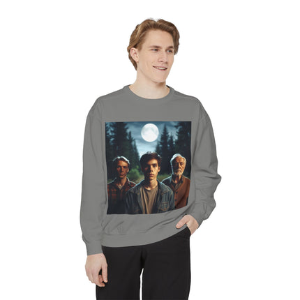 Unisex Garment-Dyed Sweatshirt - Vintage Forest Vibes Graphic