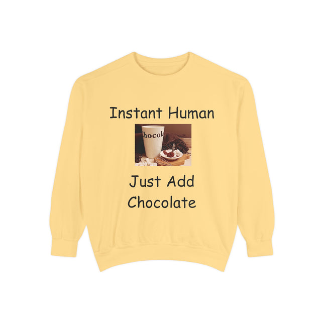 Instant Human Sweatshirt – Unisex Cozy Pullover for Chocoholics