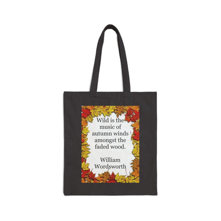 Autumn Leaves Quote Tote — William Wordsworth Fall Canvas Bag