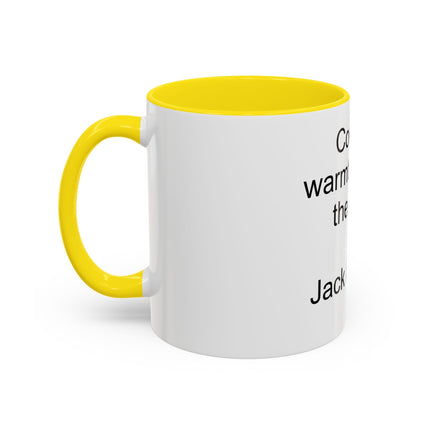 Jack London Quote Mug — "Cocoa’s warmth defies the cold." Accent Mug