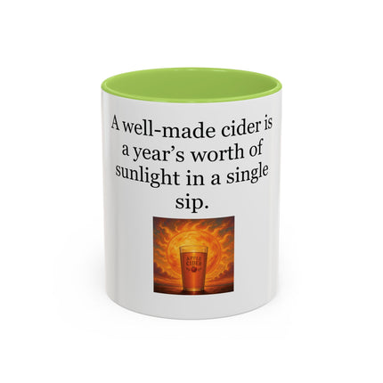 Cider Lover Accent Coffee Mug – "A well-made cider is a year’s worth of sunlight in a single sip" (11/15 oz)
