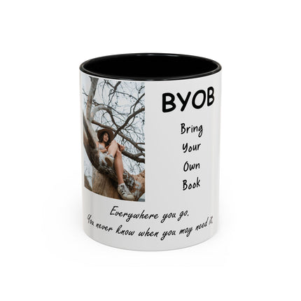 BYOB Accent Mug – “Bring Your Own Book” – 11oz Ceramic for Book Lovers
