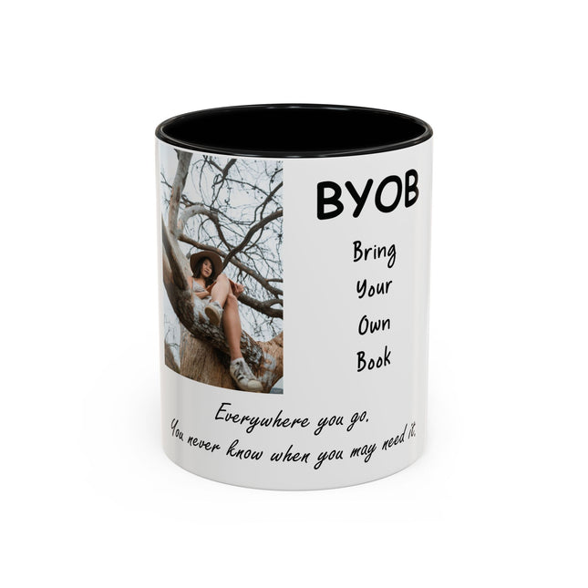 BYOB Accent Mug – “Bring Your Own Book” – 11oz Ceramic for Book Lovers