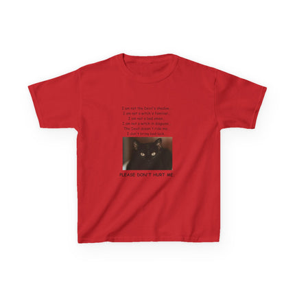 Kids Cotton Tee – “Please Don’t Hurt Me” Black Cat Design