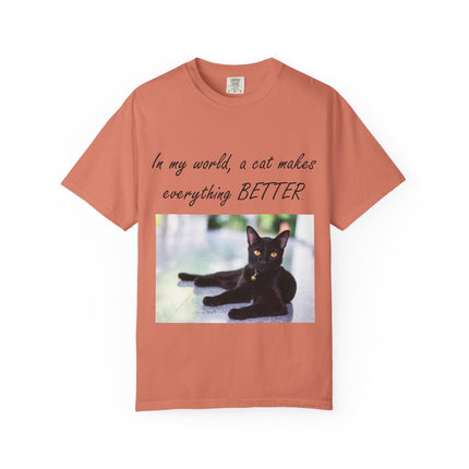 In My World Cat T-Shirt – Unisex Garment-Dyed Tee for Cat Lovers