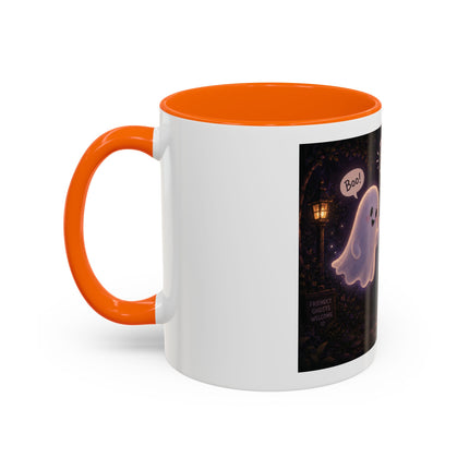 Halloween Ghost Coffee Mug — “Boo is just hello in ghost language” Accent Mug