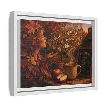 Framed Canvas Wall Art - “Autumn speaks in the language of cider.”