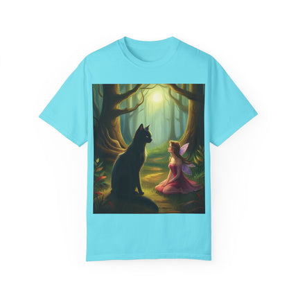 Whimsical Fairy & Cat Tee – Nature-Inspired Unisex Graphic Shirt