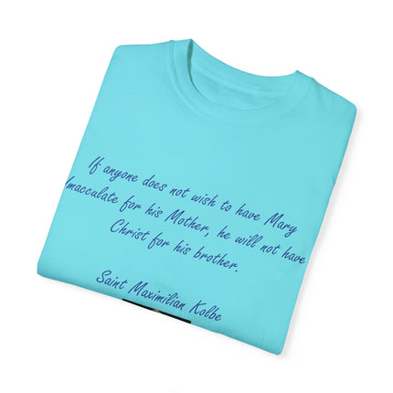 Saint Kolbe Marian Tee – Unisex Garment-Dyed Shirt on Faith & Family