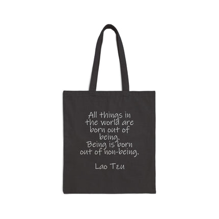 Canvas Tote Bag with Lao Tzu Quote – Minimalist Eco Grocery & Book Bag