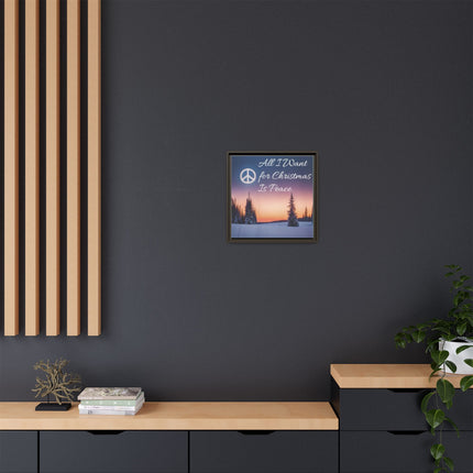 Framed Canvas Wall Art — "All I Want for Christmas Is Peace" Winter Landscape