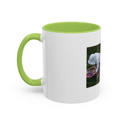 Easter Photo Coffee Mug — “Easter egg hunts are proof…” Accent Ceramic Mug (11/15oz)